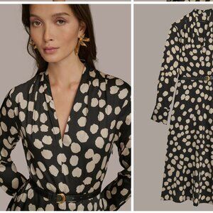 Donna Karan POLKA DOT A LINE MIDI DRESS